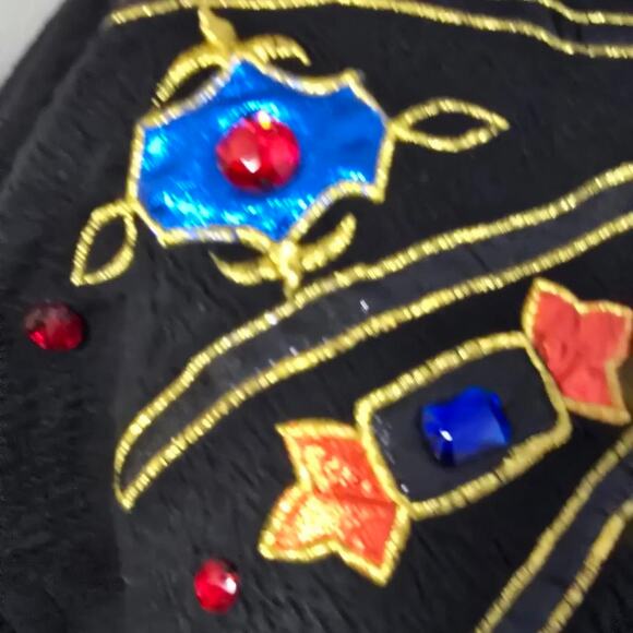 Vintage 90s/90s Kitsch Embroidered Bejeweled Crewneck Batwing Turtleneck Sweater - Picture 7 of 8